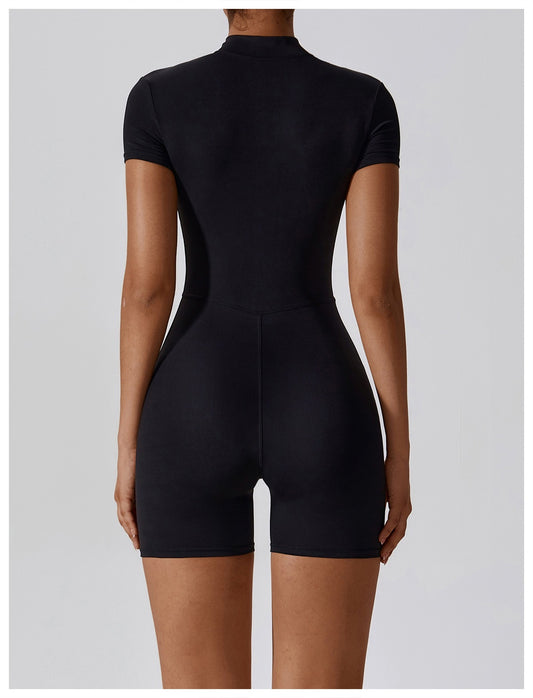 Black Contour Zip Bodysuit